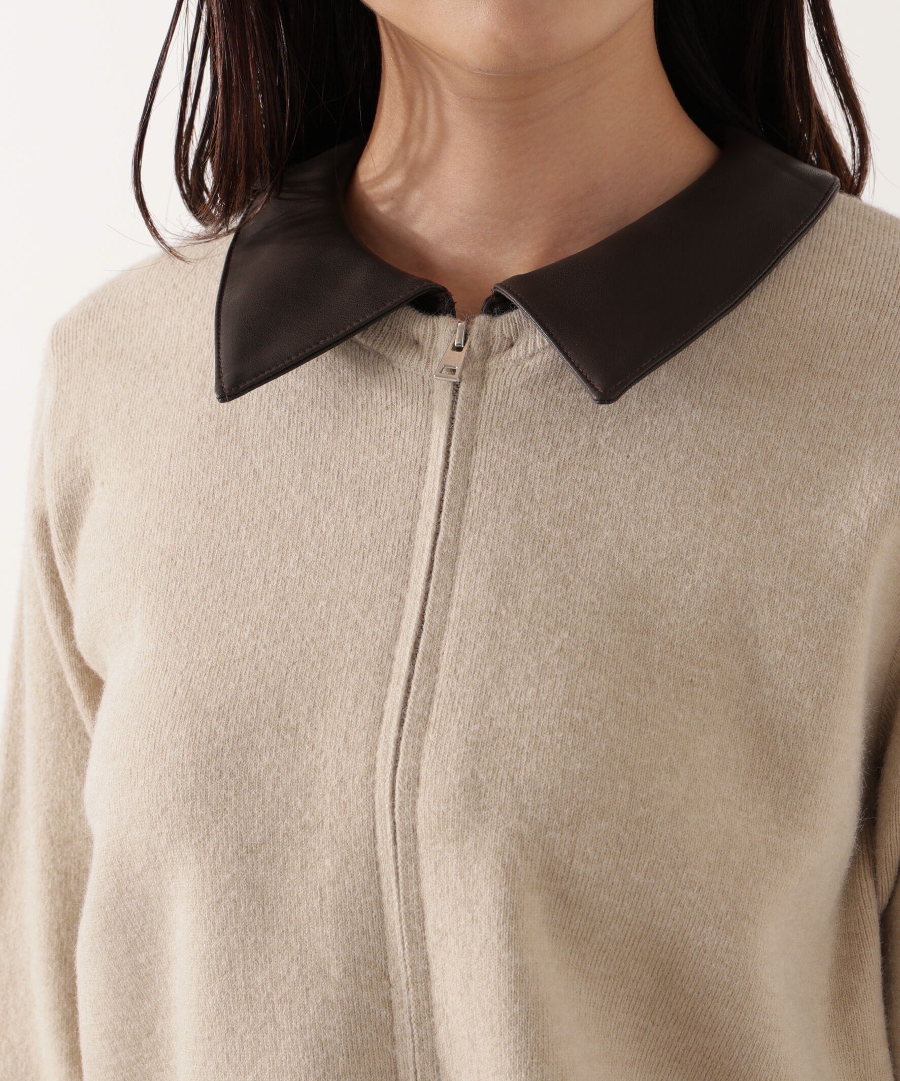 PROPORTION BODY DRESSING「合皮カラー取り外しZIPニット 25AW」|ニット・セーター|