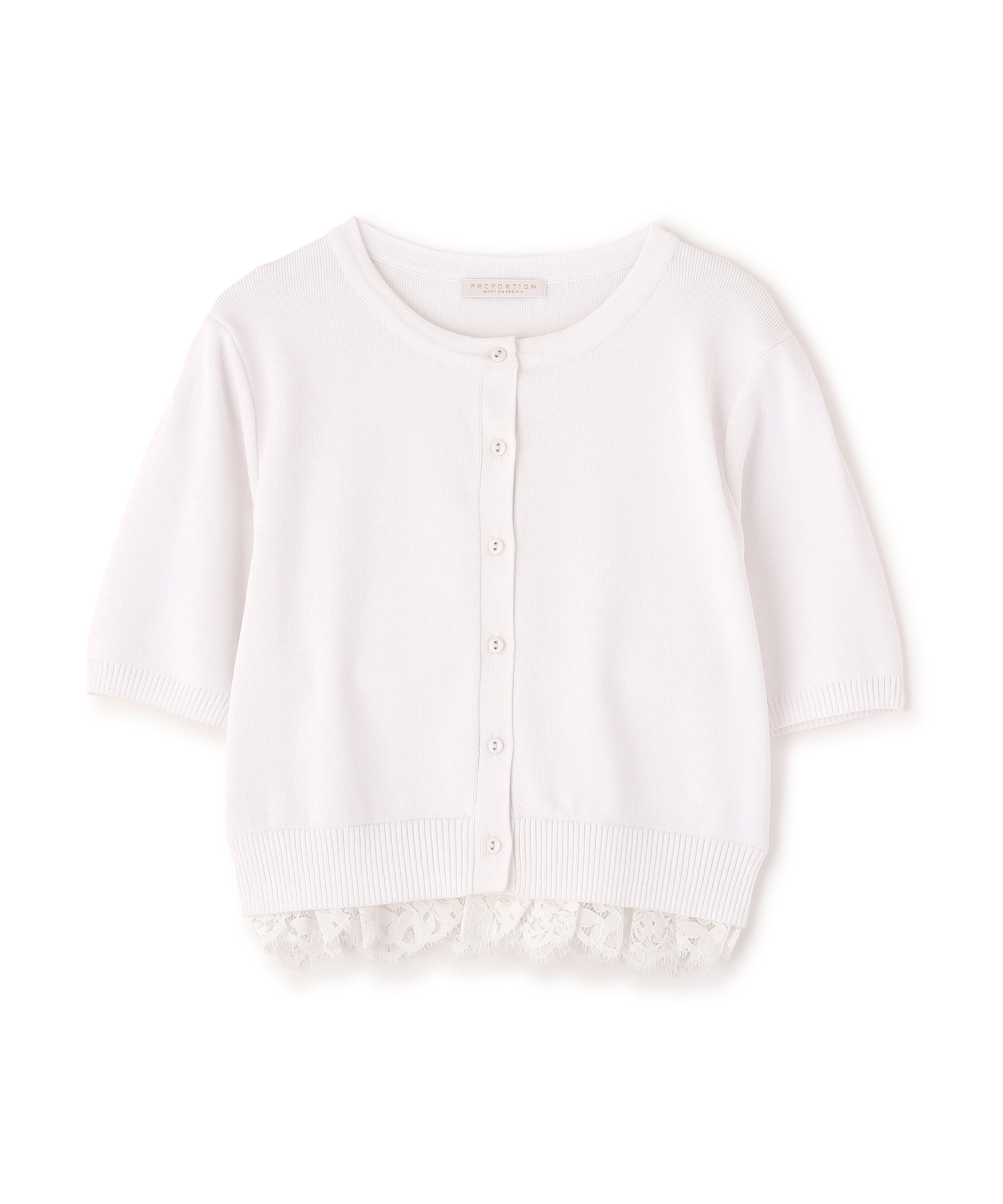 PROPORTION BODY DRESSING「レーストリムショートカーディガン」|カーディガン|