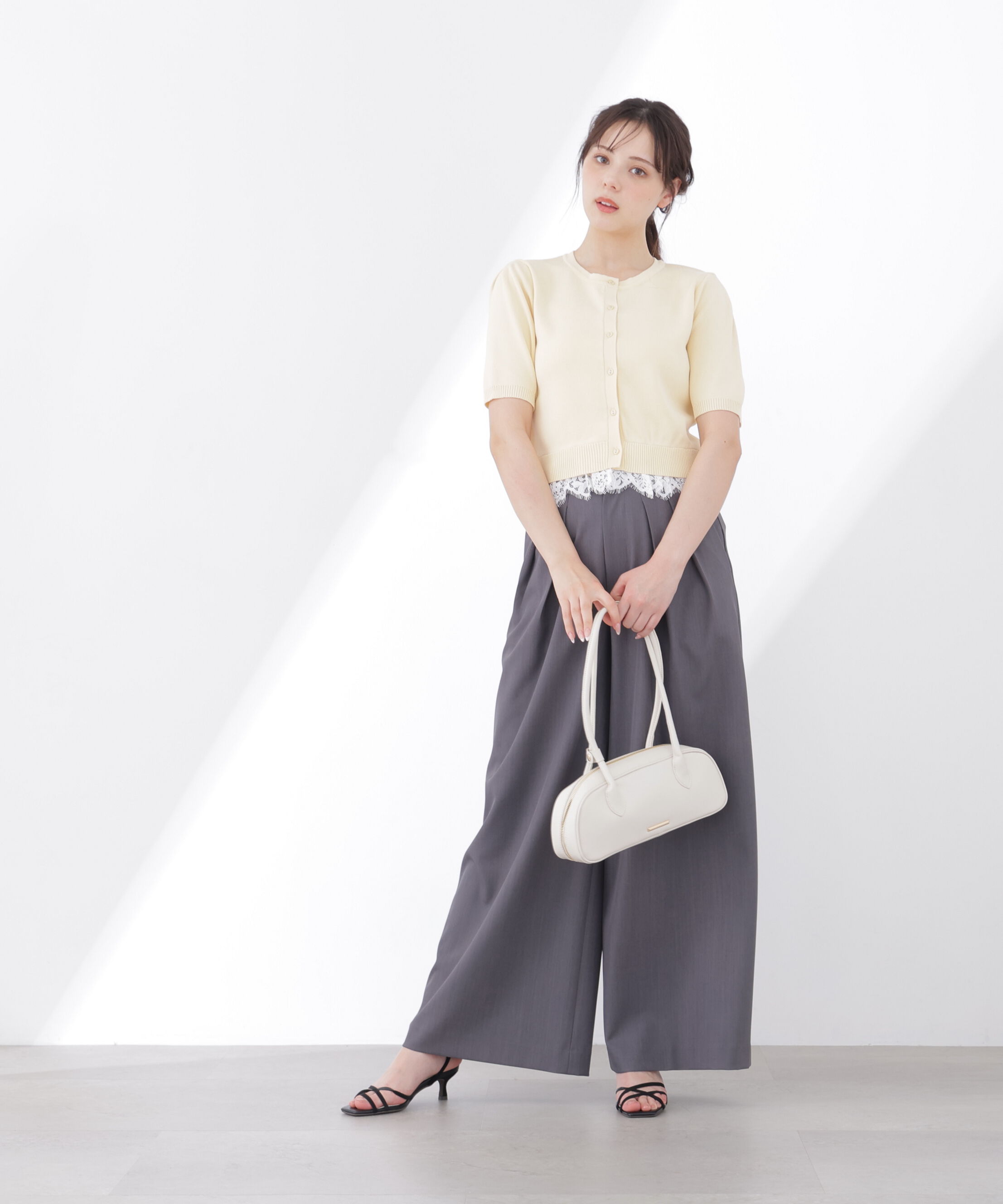 PROPORTION BODY DRESSING「レーストリムショートカーディガン」|カーディガン|