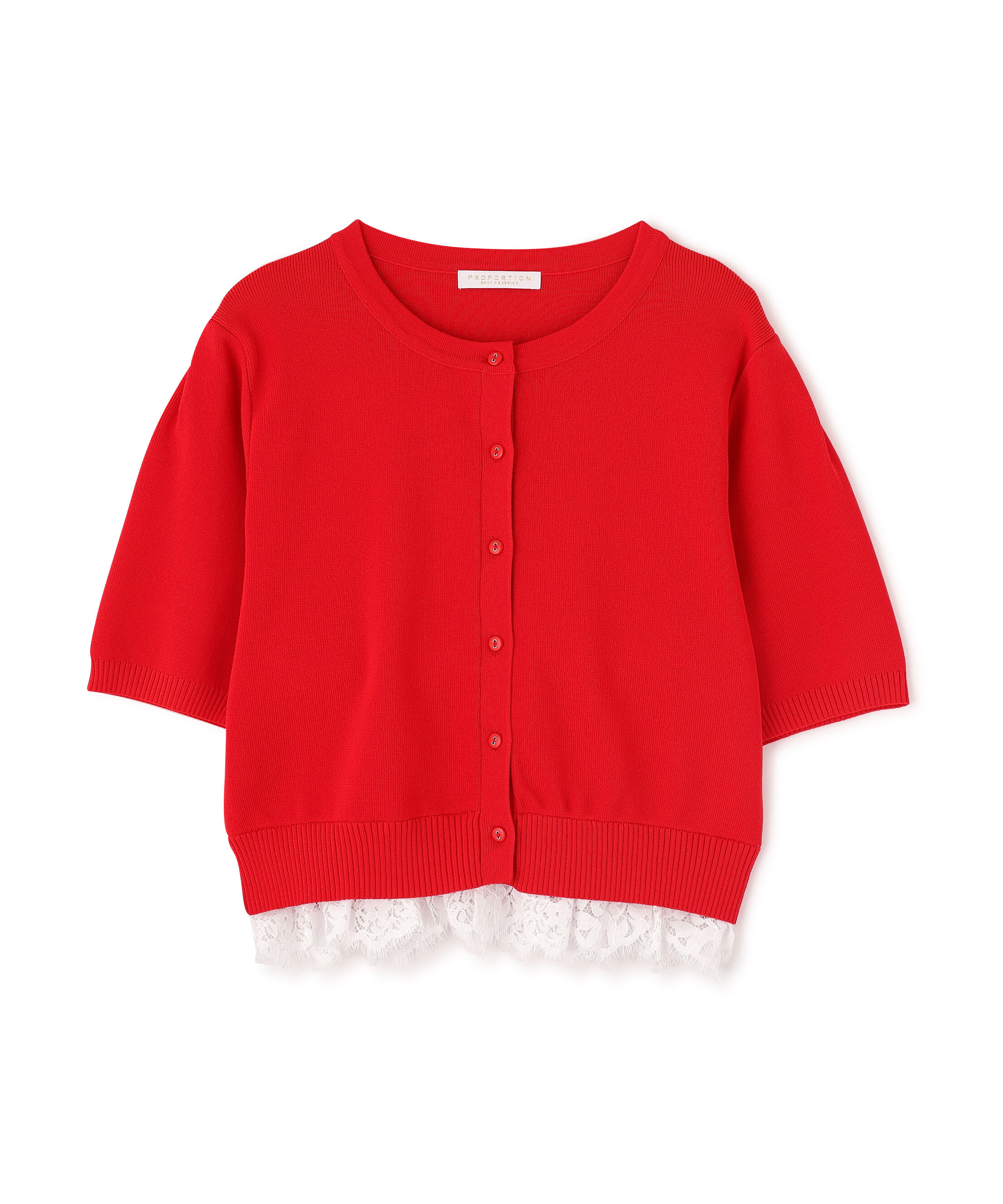 PROPORTION BODY DRESSING「レーストリムショートカーディガン」|カーディガン|