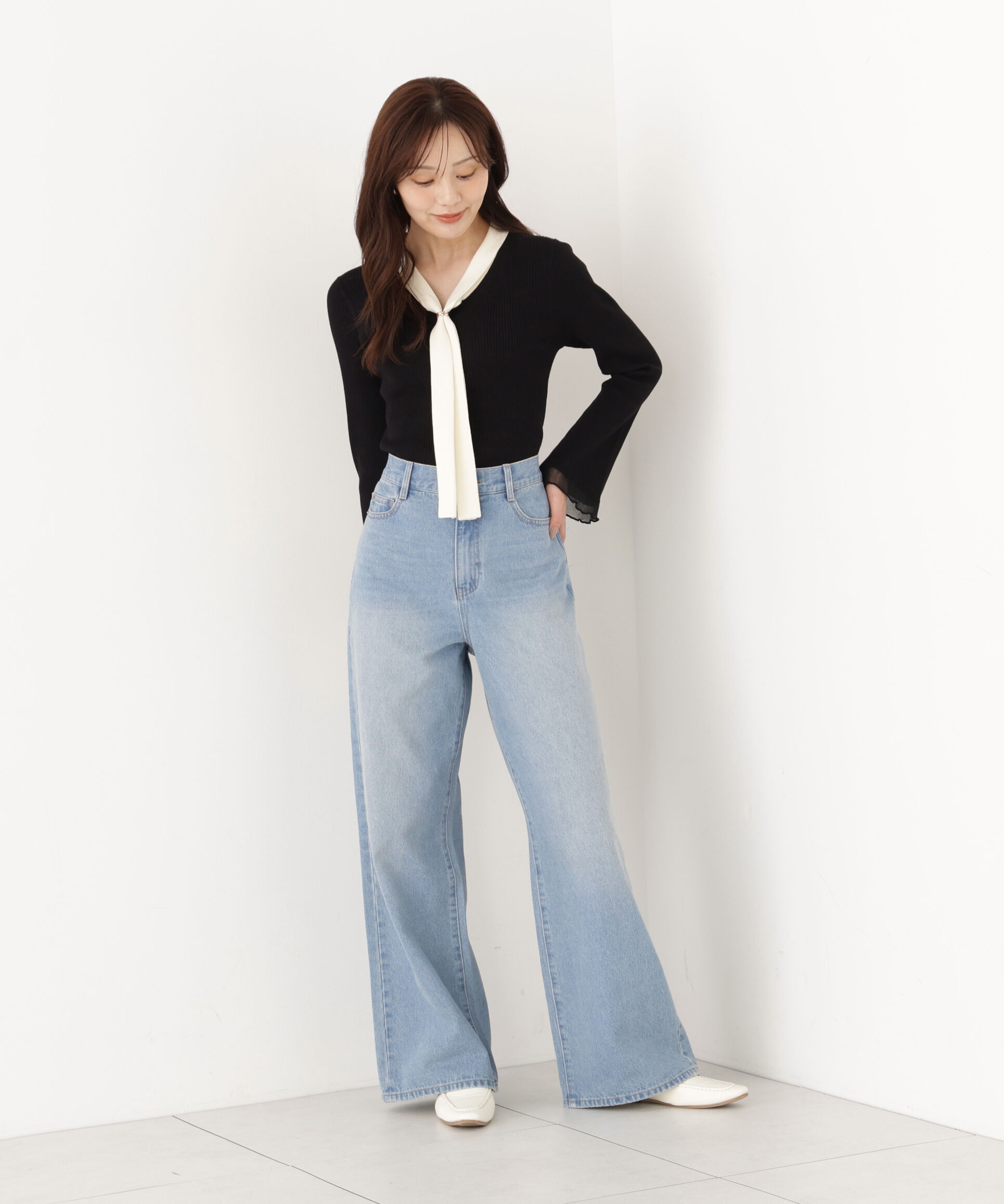 PROPORTION BODY DRESSING「＜a/mie＞レースハイウエストワイドデニムパンツ」|その他|