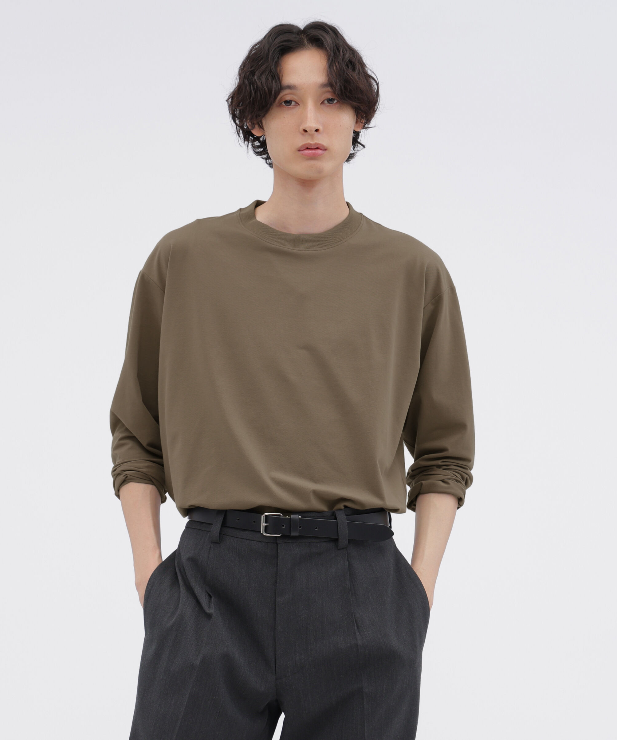 MARGARET HOWELL「POLYESTER COTTON HOGH GAUGE PIQUE JERSEY TOP/#REF!」|Tシャツ・カットソー|DARK STONE4