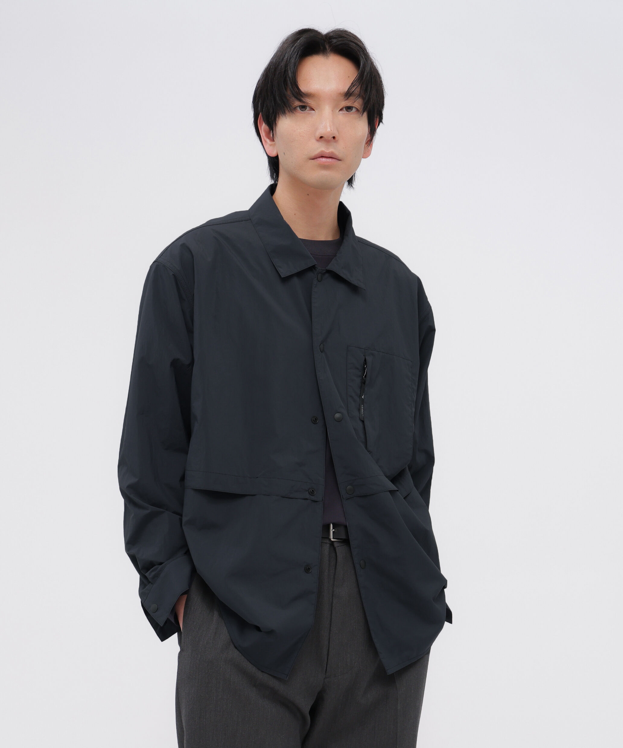 MARGARET HOWELL「RECYCLED TASLAN NYLON TAFFETA SHIRT/#REF!」|Tシャツ・カットソー|DARK NAVY1