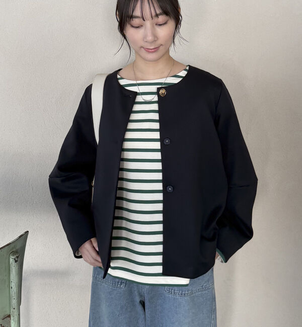 Doux archives「ダンボールノーカラージャケット」|ノーカラージャケット|NAVY