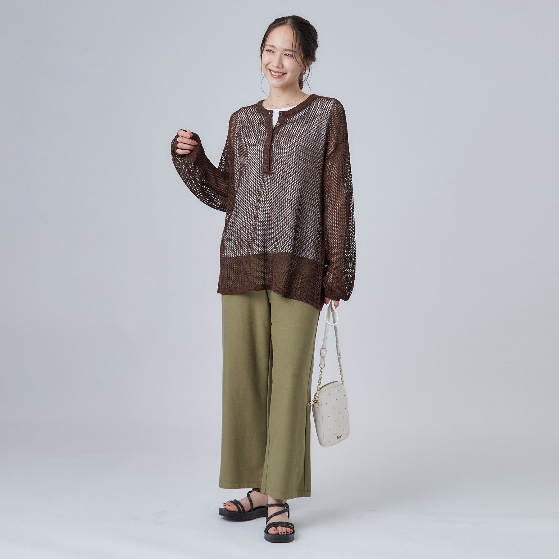 SHOO･LA･RUE「【2点セット/洗濯機可/S-LL】ヘンリーネックメッシュニット+タンクトップセット」|その他|