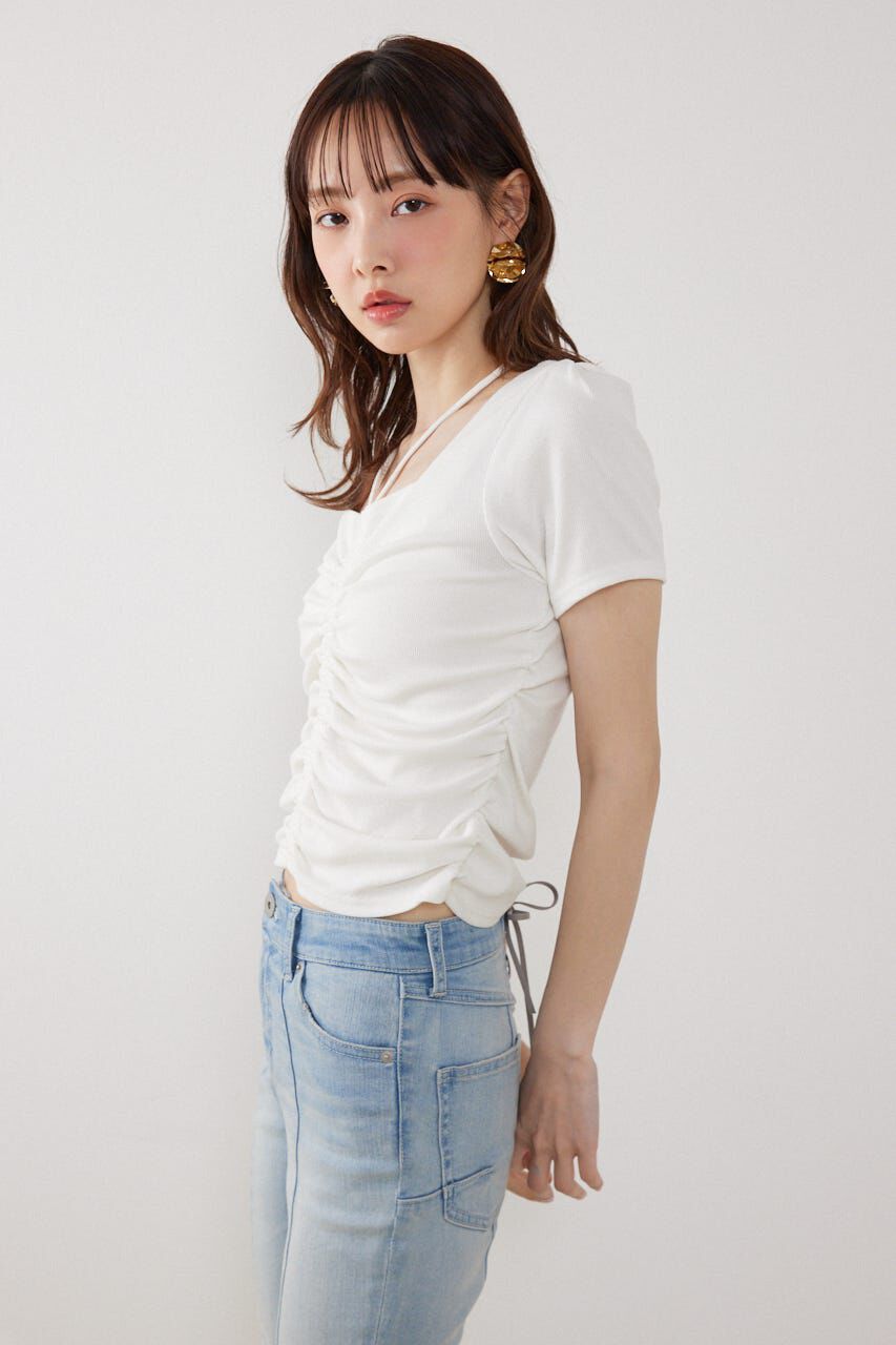 rienda「フロントギャザーカットトップス」|Tシャツ・カットソー|