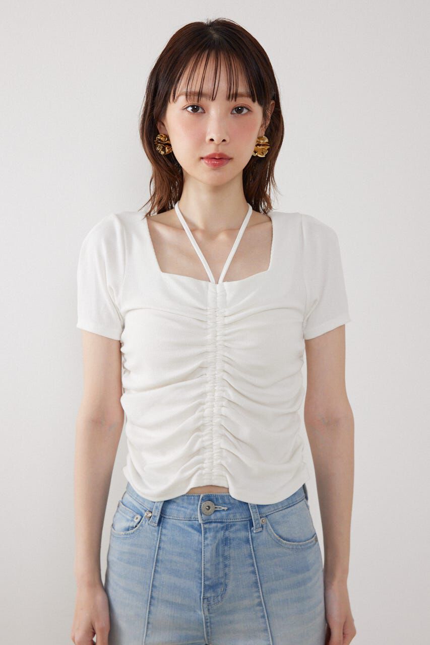 rienda「フロントギャザーカットトップス」|Tシャツ・カットソー|
