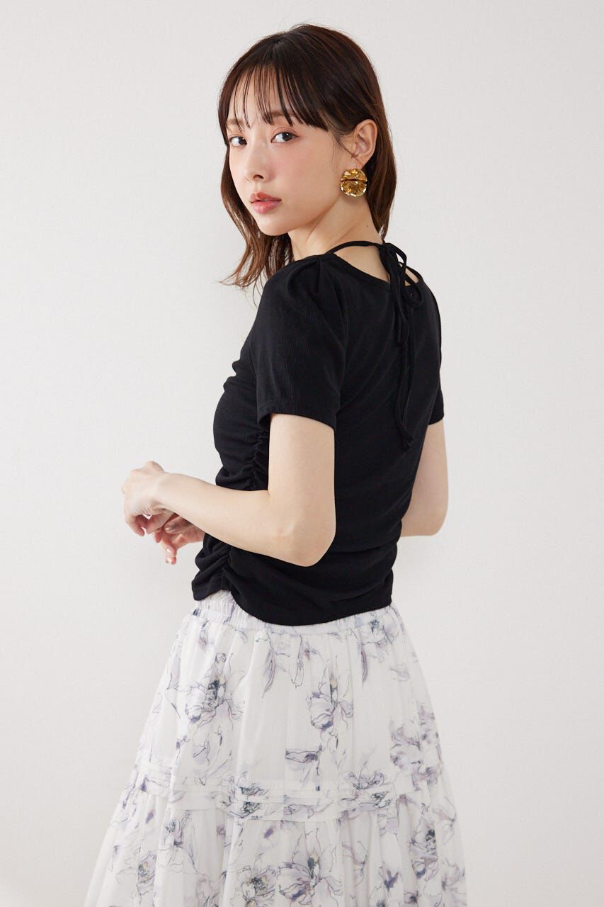 rienda「フロントギャザーカットトップス」|Tシャツ・カットソー|