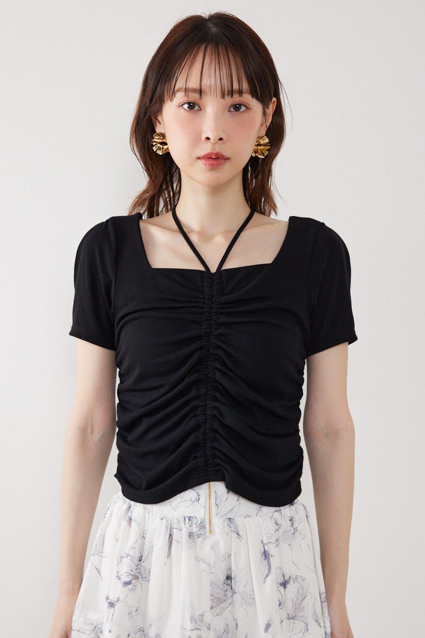 rienda「フロントギャザーカットトップス」|Tシャツ・カットソー|