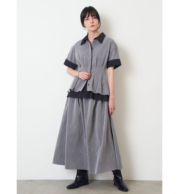 ELENDEEK「LAYERED SHIRT OP」|ワンピース|チャコールグレー