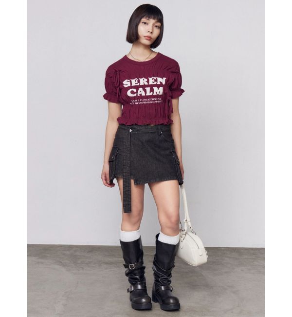 EMODA「ロゴギャザーTシャツ」|Tシャツ・カットソー|