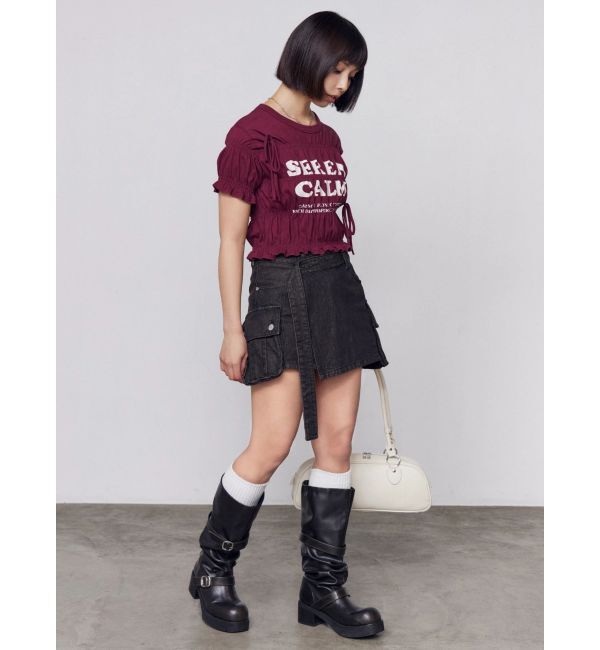 EMODA「ロゴギャザーTシャツ」|Tシャツ・カットソー|