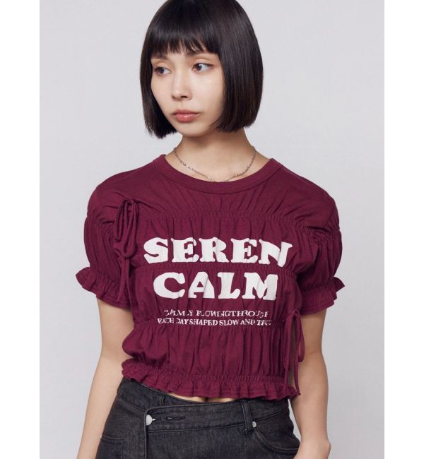 EMODA「ロゴギャザーTシャツ」|Tシャツ・カットソー|レッド