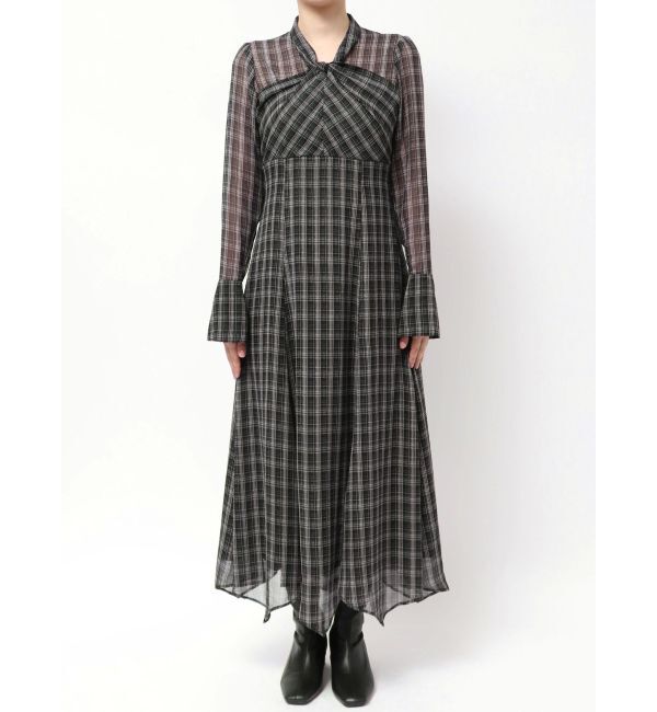 MERCURYDUO「ツイストネックロングスリーブワンピース」|ワンピース|