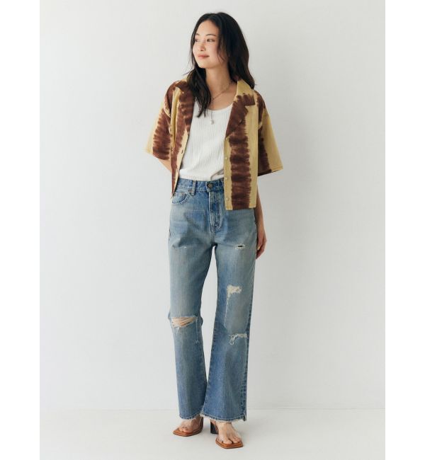 Ungrid「クラッシュデザインフレアデニム」|デニム|