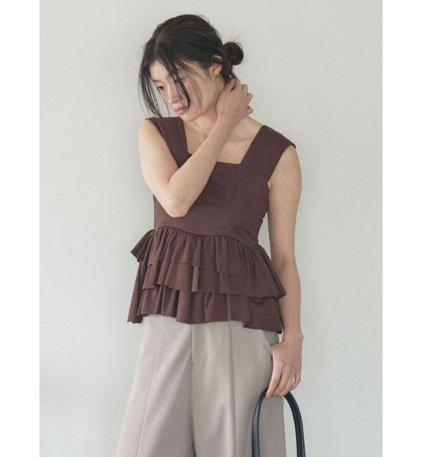 LAGUNAMOON「カーブペプラムカットノースリトップス」|Tシャツ・カットソー|