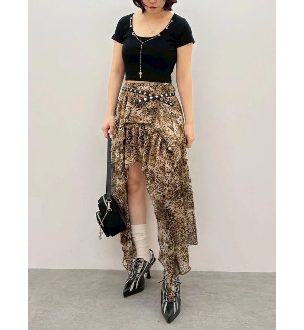 EVRIS「ネックレスフレンチスリーブショートトップス」|Tシャツ・カットソー|