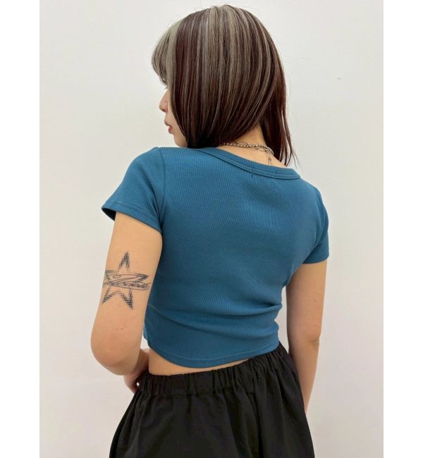 EVRIS「ネックレスフレンチスリーブショートトップス」|Tシャツ・カットソー|