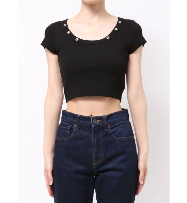 EVRIS「ネックレスフレンチスリーブショートトップス」|Tシャツ・カットソー|