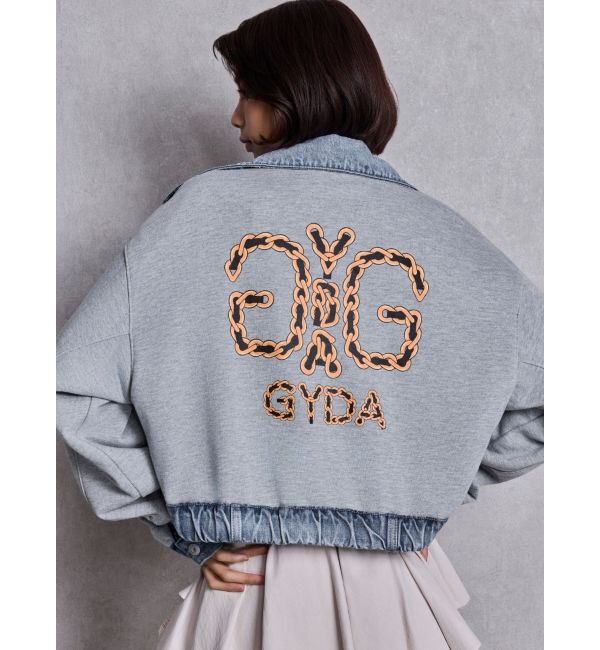 GYDA「reversible chain Symmetry GYDAショートデニムGジャン」|ブルゾン・スタジャン|アイスブルー