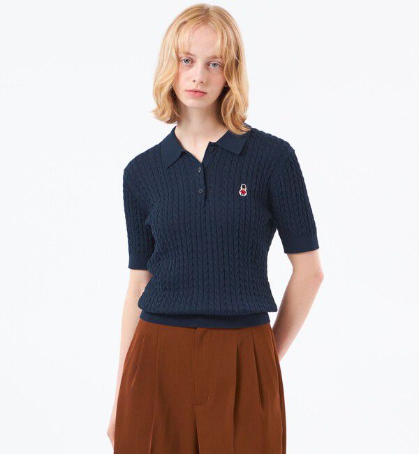 MACKINTOSH PHILOSOPHY「【WEB&一部店舗限定】バッキンガムベア ケーブルニットポロ」|ニット・セーター|ネイビー