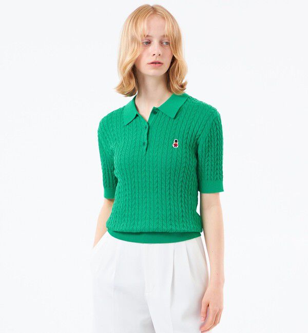 MACKINTOSH PHILOSOPHY「【WEB&一部店舗限定】バッキンガムベア ケーブルニットポロ」|ニット・セーター|グリーン