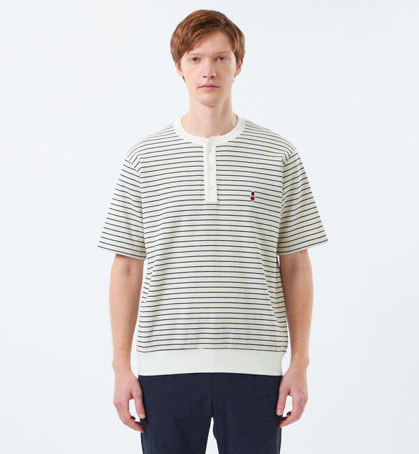 MACKINTOSH PHILOSOPHY「【予約販売】BUCKINGHAM BEAR ヘンリーネックTシャツ サーフニットボーダー」|Tシャツ・カットソー|