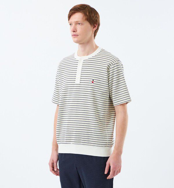 MACKINTOSH PHILOSOPHY「【予約販売】BUCKINGHAM BEAR ヘンリーネックTシャツ サーフニットボーダー」|Tシャツ・カットソー|