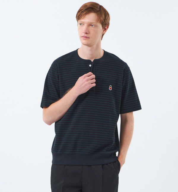 MACKINTOSH PHILOSOPHY「【予約販売】BUCKINGHAM BEAR ヘンリーネックTシャツ サーフニットボーダー」|Tシャツ・カットソー|ネイビー