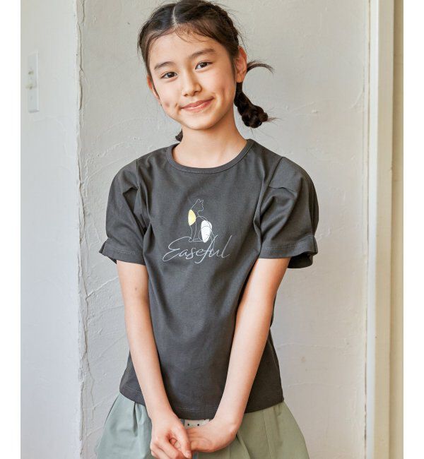 ikka kids「【親子コーデ】袖タック冷感プリントTシャツ（120~160cm）」|Tシャツ・カットソー|チャコール