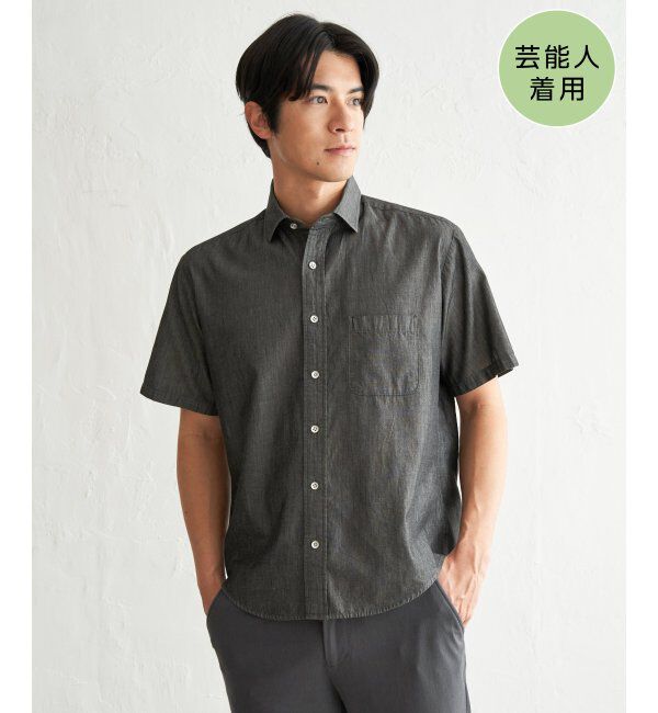ikka「インディゴレイカンスイスカラーシャツ」|シャツ・ブラウス|ブラック