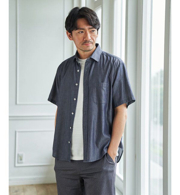 ikka「インディゴレイカンスイスカラーシャツ」|シャツ・ブラウス|