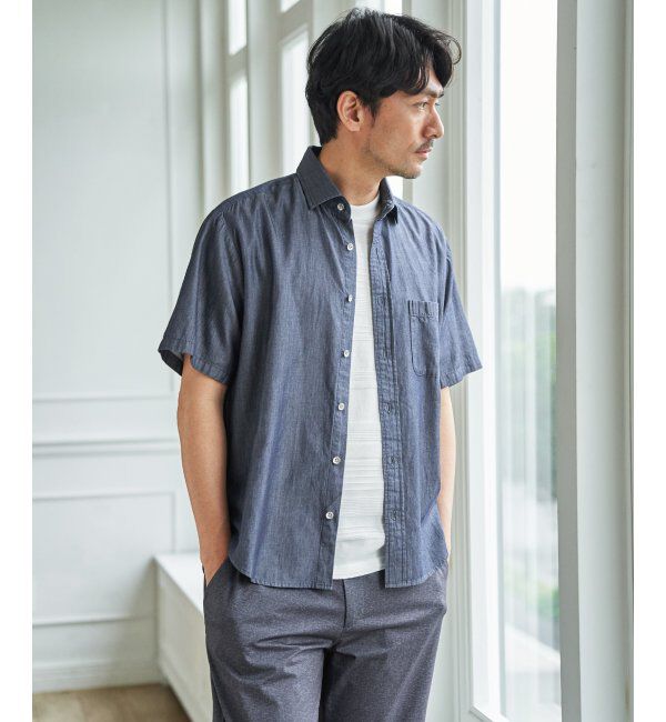 ikka「インディゴレイカンスイスカラーシャツ」|シャツ・ブラウス|