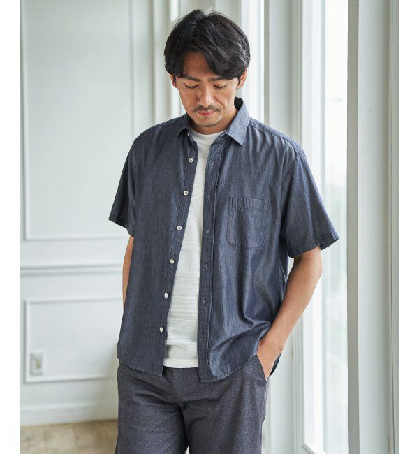 ikka「インディゴレイカンスイスカラーシャツ」|シャツ・ブラウス|