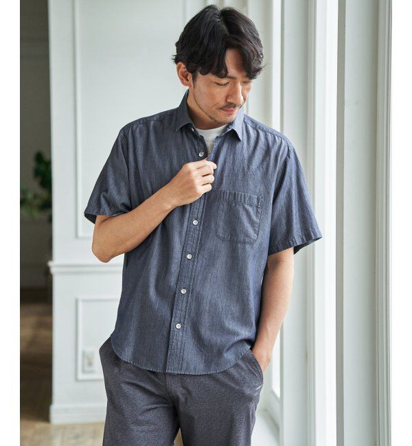 ikka「インディゴレイカンスイスカラーシャツ」|シャツ・ブラウス|