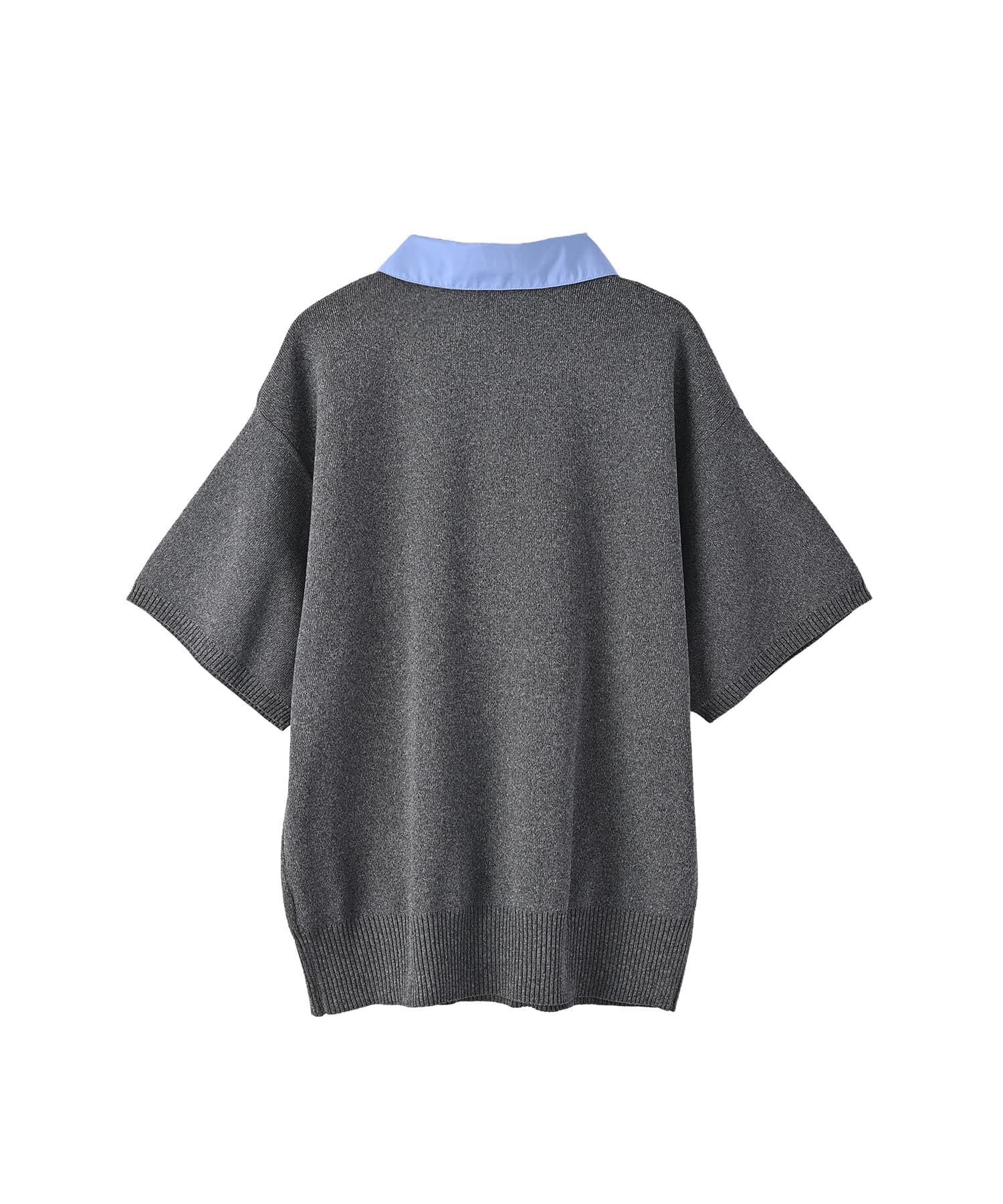 STYLE DELI「【BLK001】シャツ襟半袖ポロニット」|Tシャツ・カットソー|
