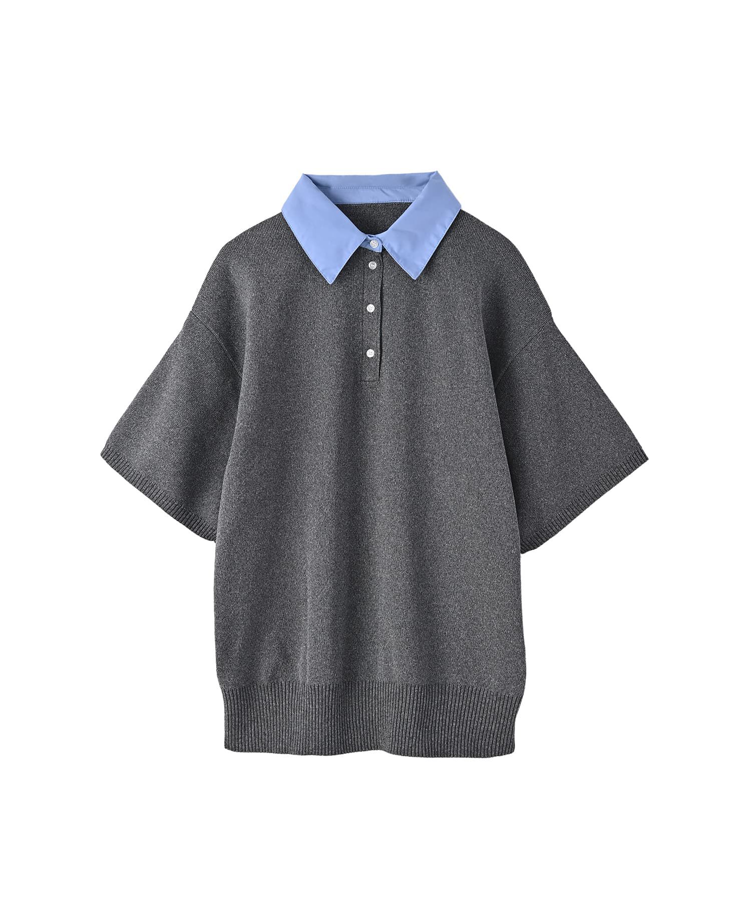 STYLE DELI「【BLK001】シャツ襟半袖ポロニット」|Tシャツ・カットソー|