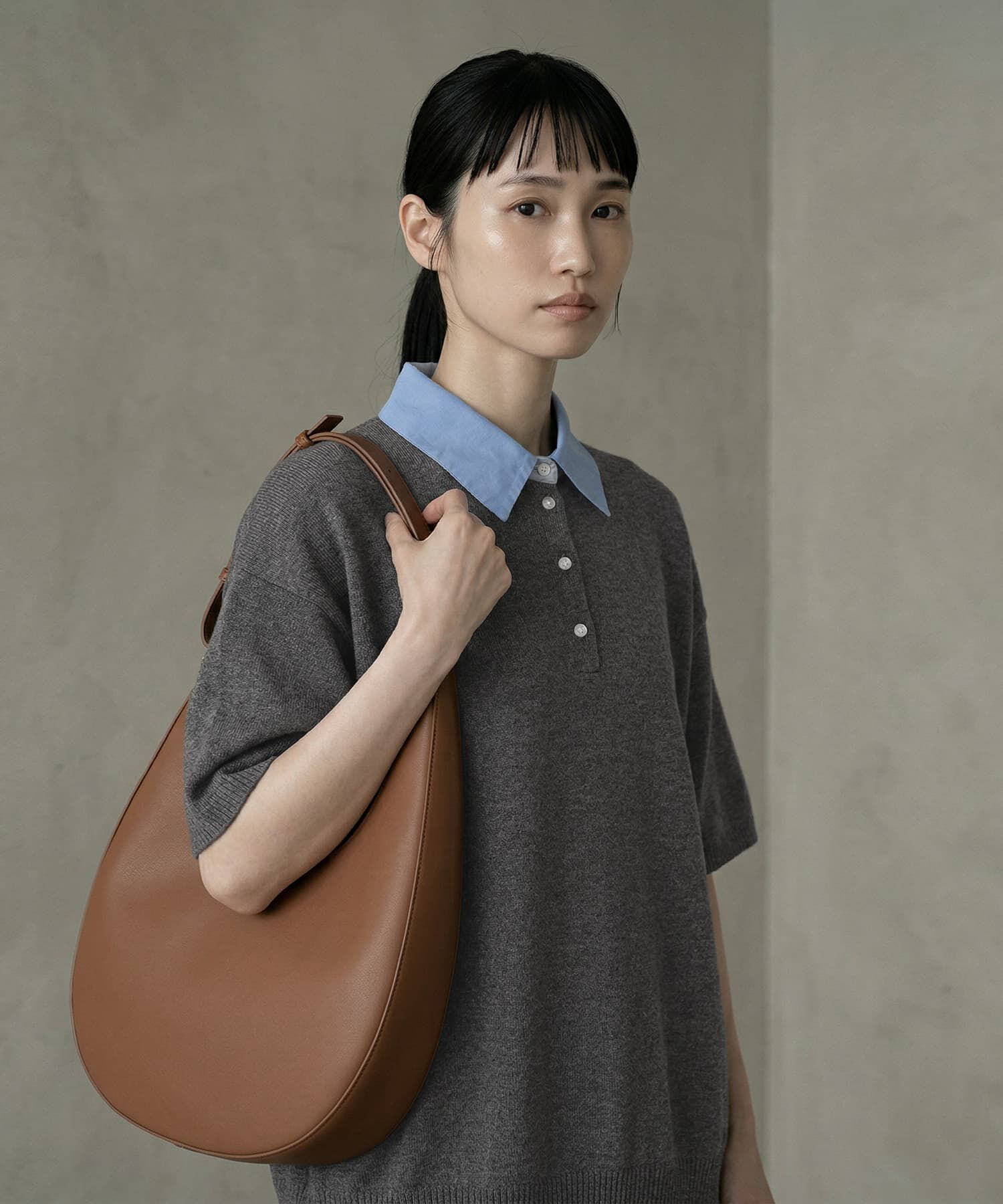 STYLE DELI「【BLK001】シャツ襟半袖ポロニット」|Tシャツ・カットソー|