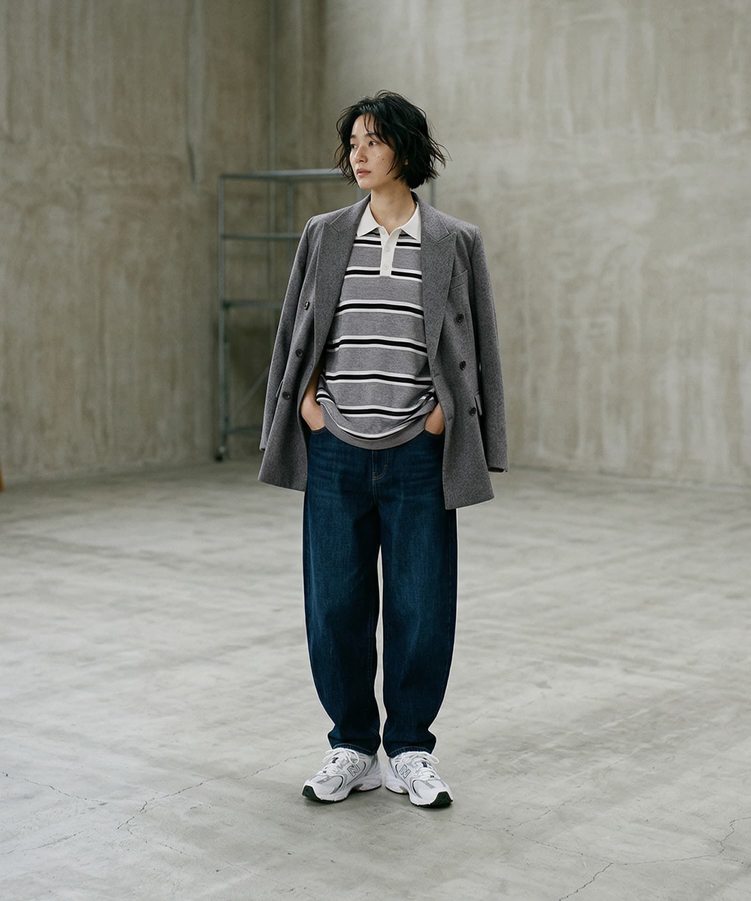 STYLE DELI「【BLK001】シャツ襟半袖ポロニット」|Tシャツ・カットソー|