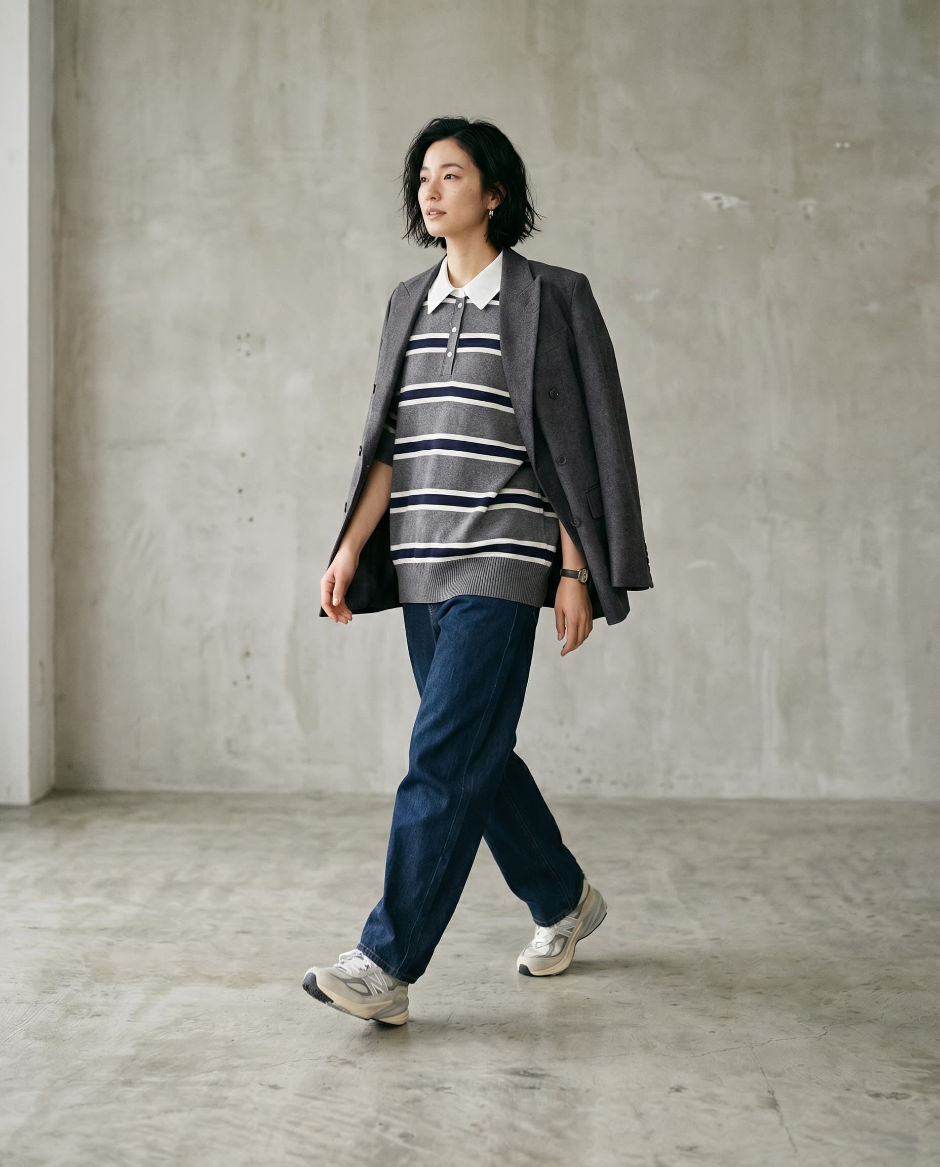 STYLE DELI「【BLK001】シャツ襟半袖ポロニット」|Tシャツ・カットソー|