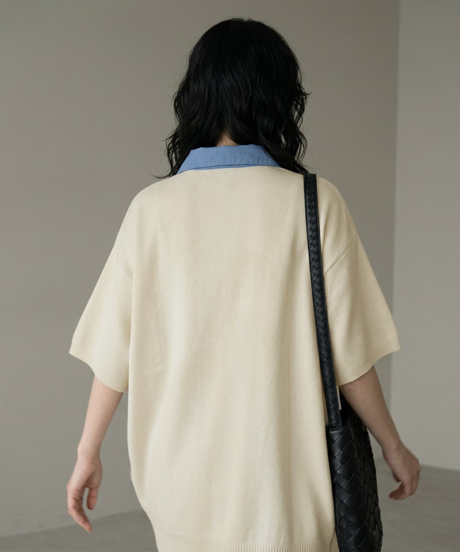 STYLE DELI「【BLK001】シャツ襟半袖ポロニット」|Tシャツ・カットソー|