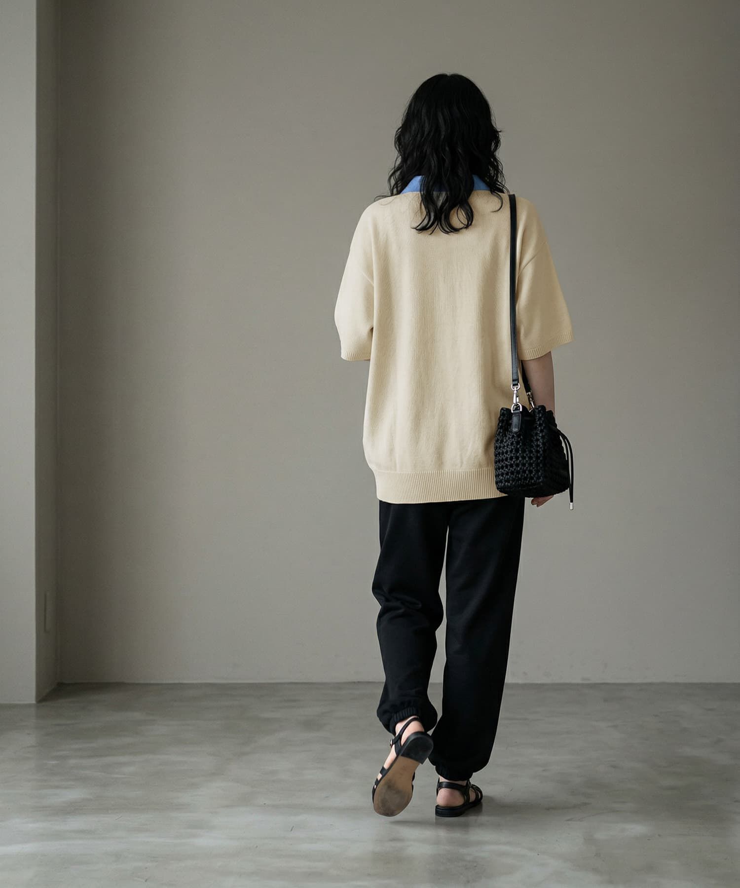 STYLE DELI「【BLK001】シャツ襟半袖ポロニット」|Tシャツ・カットソー|