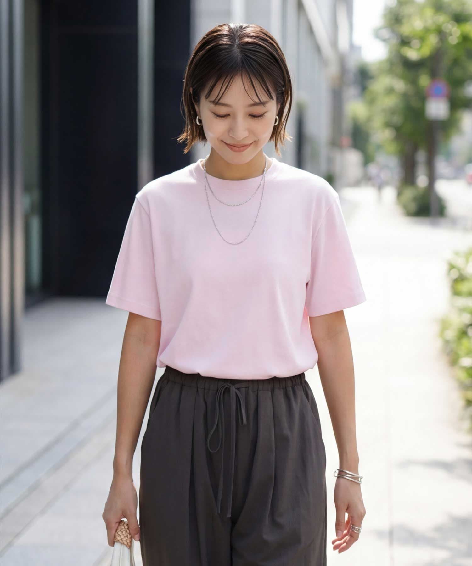 STYLE DELI「薄手スムースクルーネックTシャツ」|Tシャツ・カットソー|ピンク