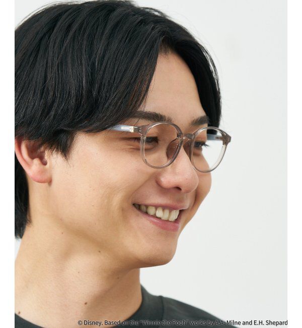  「 ボストン型 メガネ | 軽量、伊達めがね、読書、くまのプーさん Zoff  レンズ交換券付 レンズ交換券付」|メガネ|