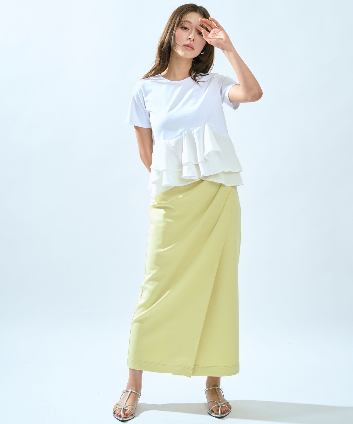 アンドクチュール「ハイストレッチタックストレートスカート」|タイト|