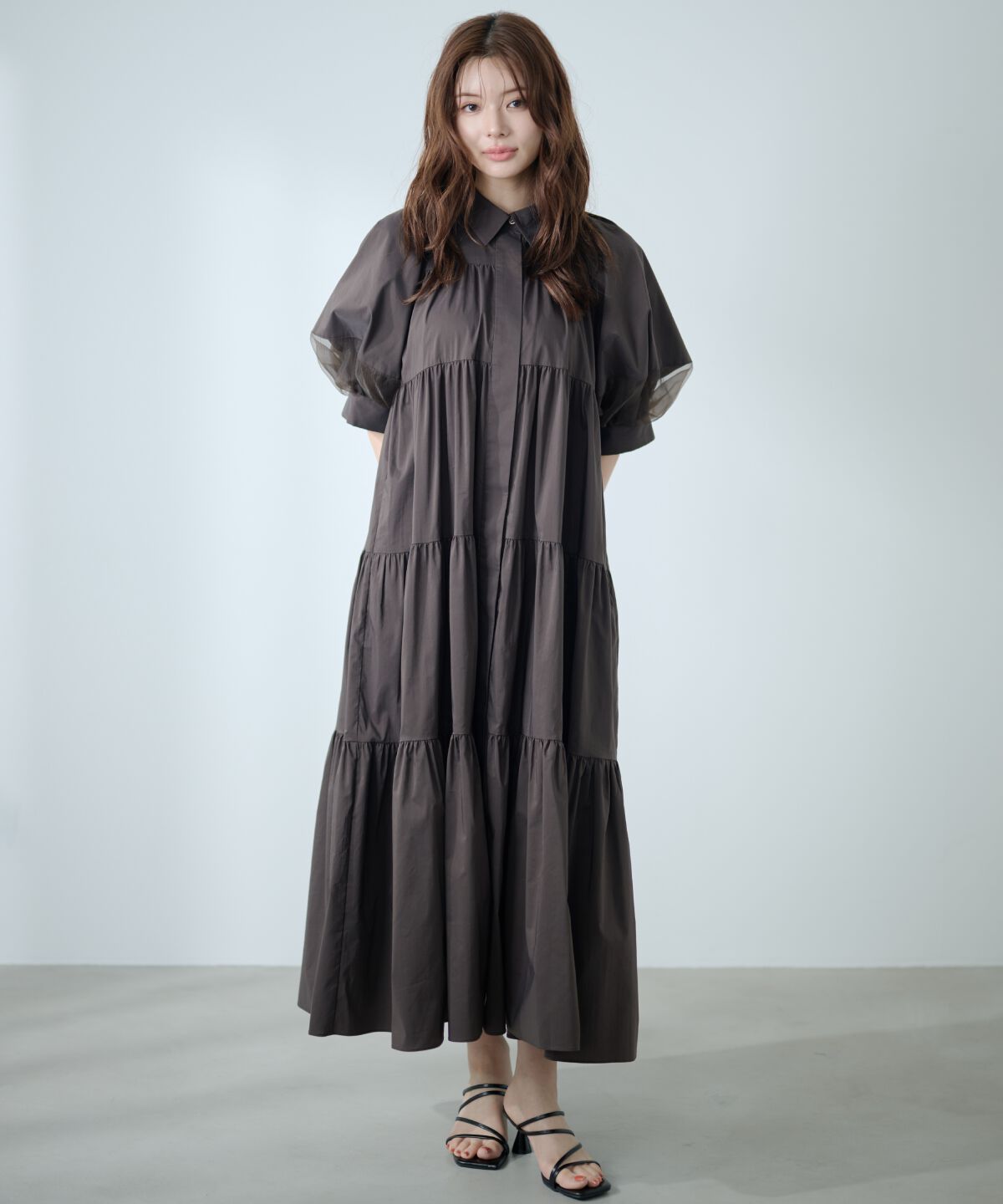 アンドクチュール「袖シアーシャツワンピース」|ワンピース|