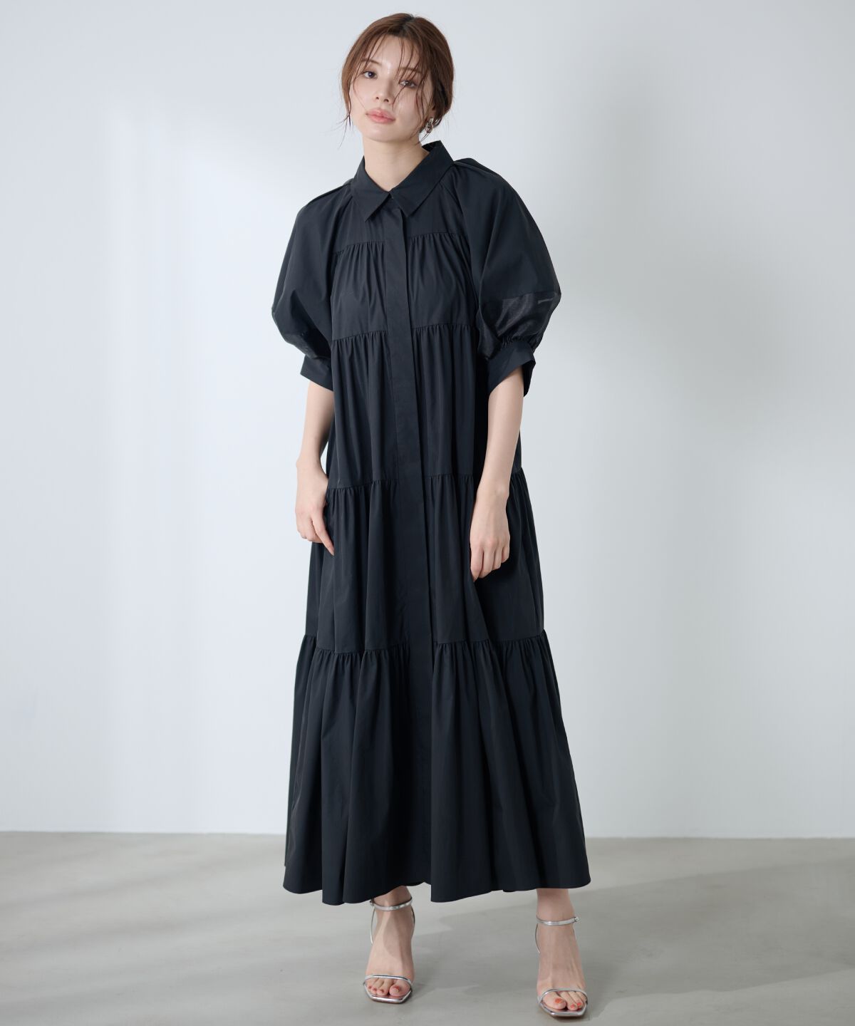 アンドクチュール「袖シアーシャツワンピース」|ワンピース|