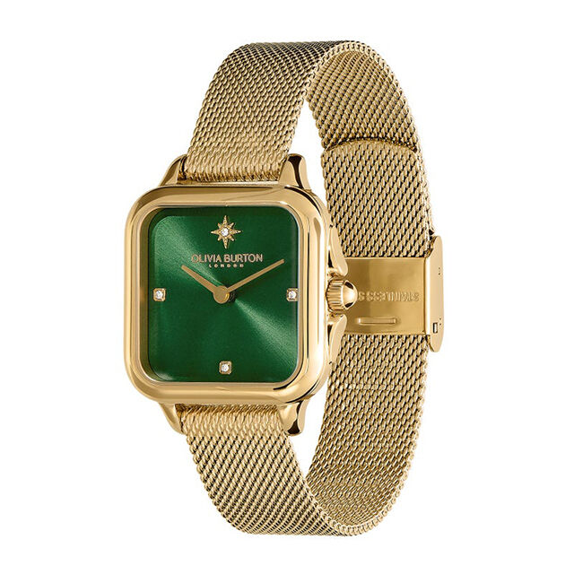OLIVIA BURTON 「〈OLIVIA BURTON(ｵﾘﾋﾞｱﾊﾞｰﾄﾝ)〉ｸﾗｼｯｸ 28mm ｸﾞﾛﾌﾞﾅｰ ｸﾞﾘｰﾝ & ｺﾞｰﾙﾄﾞﾒｯｼｭ ｳｫｯﾁ」|腕時計|