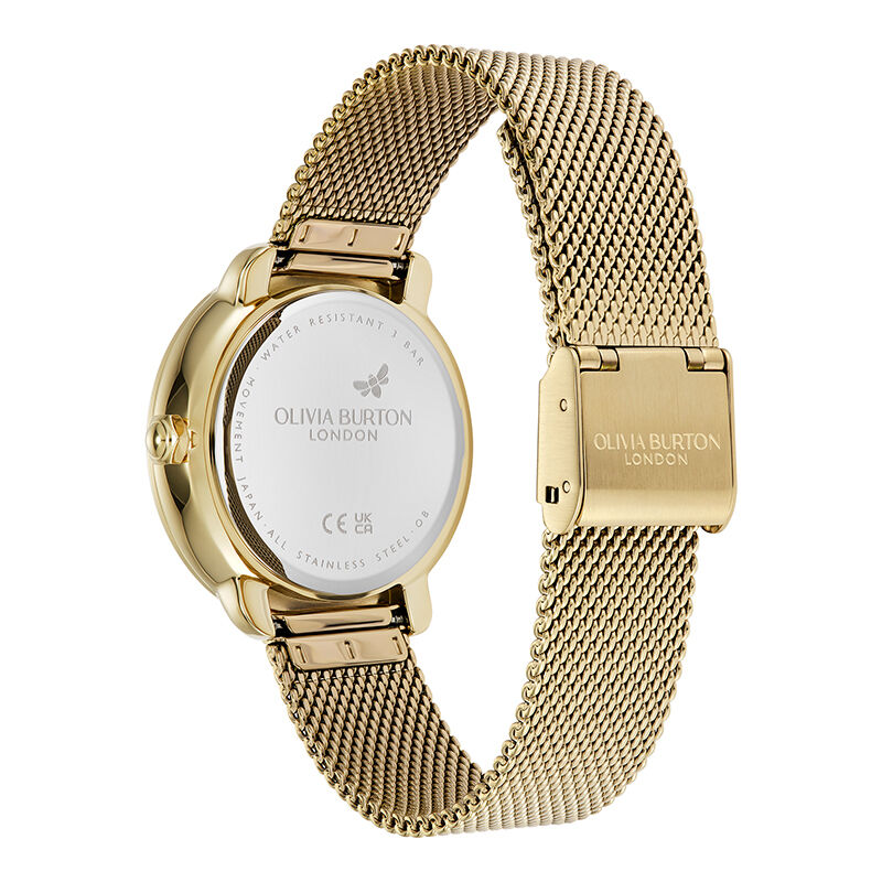OLIVIA BURTON 「〈OLIVIA BURTON(ｵﾘﾋﾞｱﾊﾞｰﾄﾝ)〉ｾﾚｽﾃｨｱﾙ 34mm ﾑｰﾝﾌｪｲｽﾞﾎﾜｲﾄ＆ｺﾞｰﾙﾄﾞﾒｯｼｭ」|腕時計|