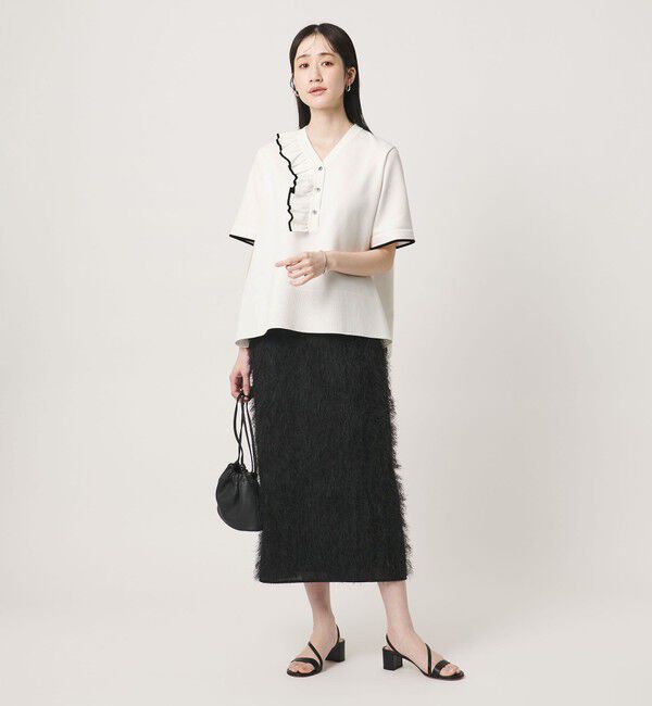 UNITED ARROWS「ミニマル フリル ショートスリーブ ニット」|ニット・セーター|